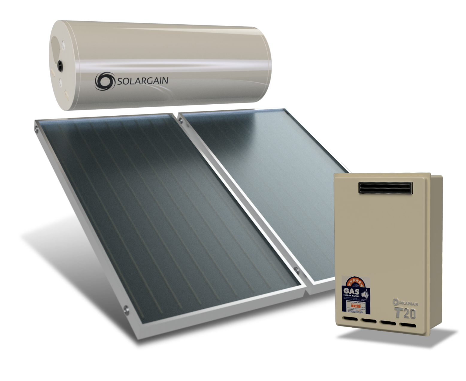 Solargain Roof Mount 300L Twin Panel with Gas Boost